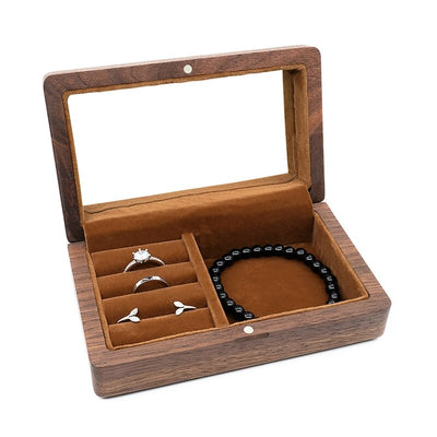 UOOOM Wood Ring Box Portable Jewelry Box (Red/Large UOOOM Wood Ring Box Portable Jewelry Box (Red/Large