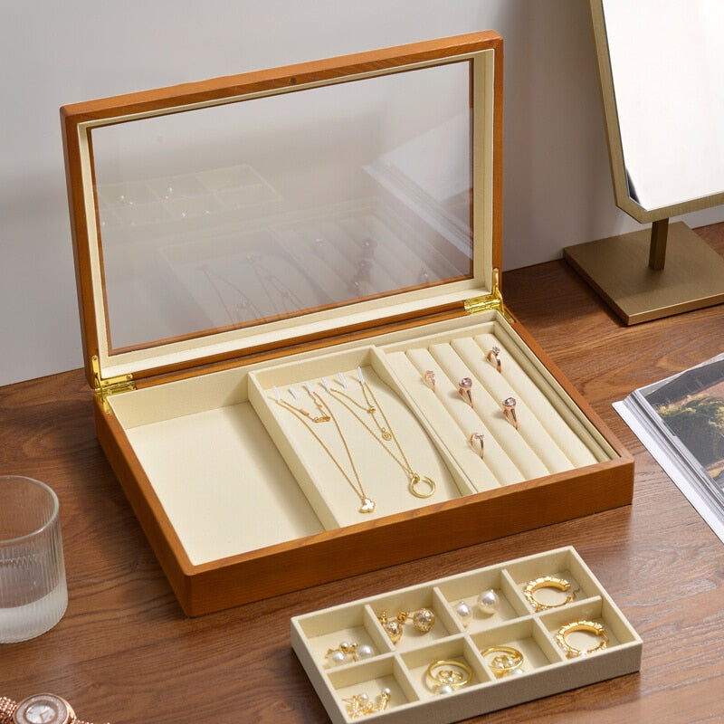 Solid Wooden Jewelry Box Rings Earrings Necklaces | Jewellery Boxes ...