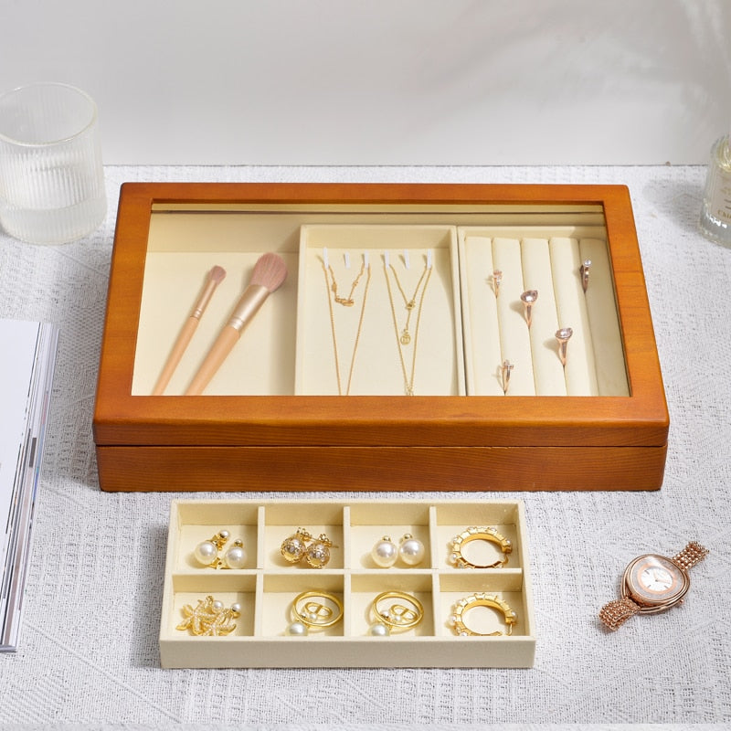 Solid Wooden Jewelry Box Rings Earrings Necklaces | Jewellery Boxes ...