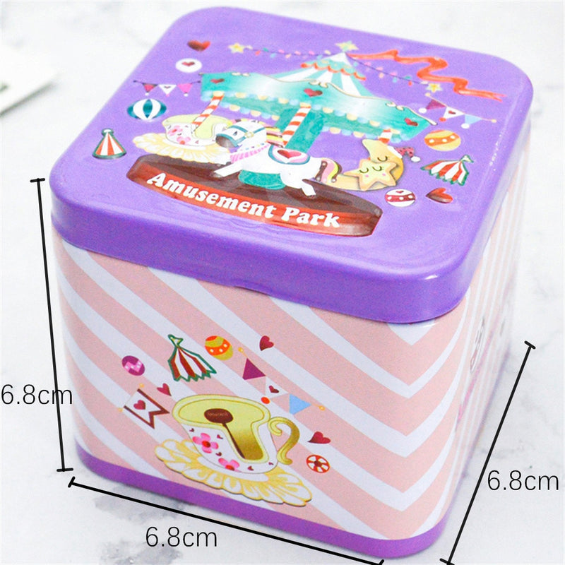 Mini Square Tin Can Cartoon Jewelry Box - Jewellery Boxes Australia
