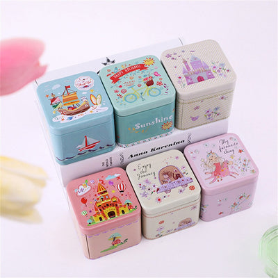 Mini Square Tin Can Cartoon Jewelry Box - Jewellery Boxes Australia