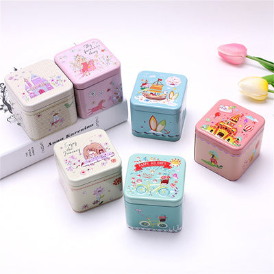 Mini Square Tin Can Cartoon Jewelry Box - Jewellery Boxes Australia