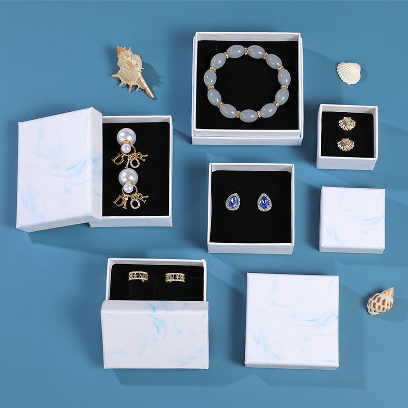 White Paper Gift Packaging Box Ring Necklace Earring Holder - Jewellery Boxes Australia