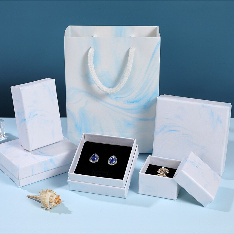 White Paper Gift Packaging Box Ring Necklace Earring Holder - Jewellery Boxes Australia