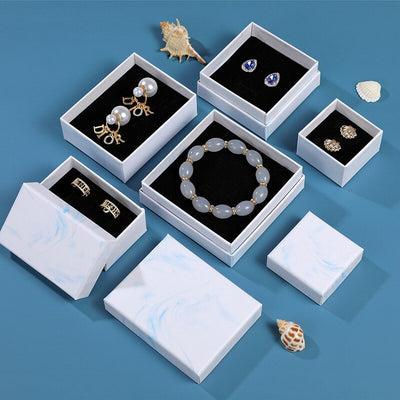 White Paper Gift Packaging Box Ring Necklace Earring Holder - Jewellery Boxes Australia