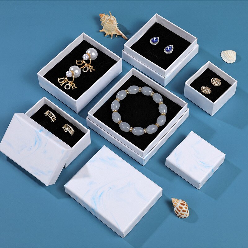 White Paper Gift Packaging Box Ring Necklace Earring Holder - Jewellery Boxes Australia
