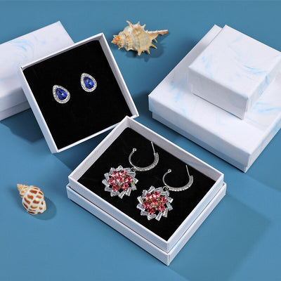 White Paper Gift Packaging Box Ring Necklace Earring Holder - Jewellery Boxes Australia
